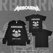 Airbourne澳大利亚摇滚乐队空降兵Ready To Rock骷髅长袖短袖T恤