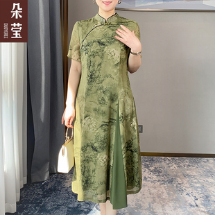 妈妈夏装新中式国风改良旗袍中年，女母亲节气质，连衣裙中老年长裙子
