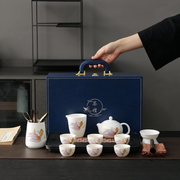 羊脂玉白瓷功夫茶具套装 2024家用中式轻奢高档茶具礼盒送人