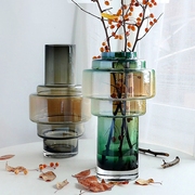 现代简约家居客厅装饰花瓶 欧式装饰花瓶摆件 插花渐变色玻璃花瓶