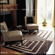 时尚简约方块美式地毯客厅茶几沙发地毯卧室床边手工腈纶地毯定制