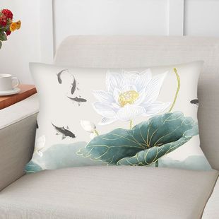 抽象简单花卉抱枕十字绣，枕套2023印花三边拉链，家用沙发抱枕套