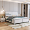 简约实木床1.5m白色儿童床现代灰色极简轻奢小户型卧室储物高箱床