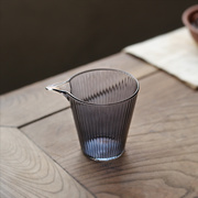 手工鹰嘴条纹玻璃公道杯 透明玻璃茶具分茶器 耐高温茶海匀杯公杯