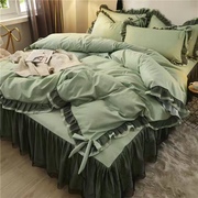 公主风花边床罩韩式蕾丝床裙四件套床上用品1.8m床单人被套三件套