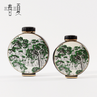 新中式摆件高端瓷器样板房客厅博古架陶瓷罐子酒柜装饰品