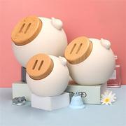 软萌小猪存钱罐小摆件零钱储蓄罐粉米色能存能取儿童学生创意