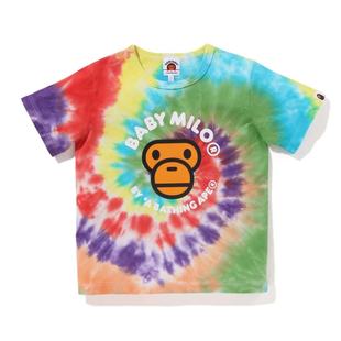 24夏潮牌儿童男女宝宝猴子图案纯棉扎染涂鸦儿童短袖套头短袖T恤