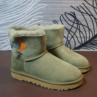 冬季真皮羊毛一体雪地靴，短筒靴套筒，女靴子圆头平跟22-7