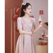 cosplay粉色小礼服法式高级感订婚宴连衣裙小个子平时可穿新