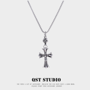 qst原创欧美钛钢十字架，项链男生复古个性小众设计高级感情侣配饰