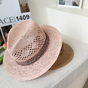 草编镂空透气爵士帽，夏季出游女士防晒遮阳礼帽，时尚民族风草帽