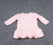 秋冬季g家婴童系，列女宝淡粉色长袖，套头毛衣针织衫带裙摆不退不换
