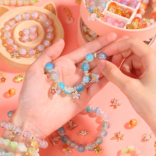 儿童手链串珠手工diy材料女孩玩具，女童自制穿珠子礼盒首饰项链的6