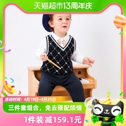 巴拉巴拉男童秋装套装婴儿衣服宝宝三件套周岁礼服时尚潮