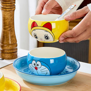 陶瓷碗家用卡通沙拉碗可爱餐具套装哆啦a梦日式吃饭用不同花色碗