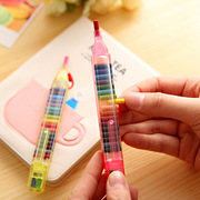 可换芯油画棒儿童彩色蜡笔20色幼儿园炫彩棒宝宝用便携安全环