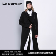 lapargay纳帕佳秋季女装，长款外套黑色，不规则设计感宽松风衣女