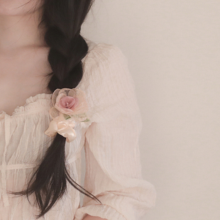 suzee原创设计芙蓉浣纱，渐变立体纱绢花朵，雪纺大肠发圈发绳发饰