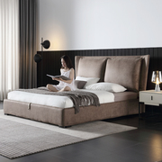 北欧简约现代科技布床1.8米双人主卧可拆洗软床轻奢ins网红布艺床