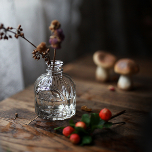 透明复古小玻璃花瓶，花器日式zakka手作插花干花水培花瓶花器器皿