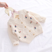女童春秋装洋气外套纯棉，宝宝针织衫儿童毛线衣(毛线衣，)韩版婴儿毛衣开衫