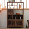 新中式博古架实木置物架榆木柜子客厅展示柜进门橱柜茶叶柜家用