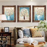 发财树客厅沙发背景墙画装饰画美式三联壁画大框画新中式挂画油画