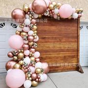 跨境金属玫瑰金气球(金气球)套装粉色气球拱门，花环生日婚礼派对装饰