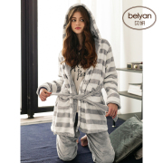 贝妍冬季韩版女人舒适法兰绒睡衣，时尚女加厚珊瑚绒家居服保暖套装