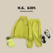 MK品牌儿童春款立领套装拉链套衫套装POLO两件套男童女童CA80131