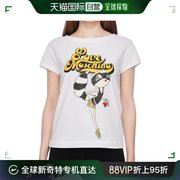 香港直邮MOSCHINO 女士白色卡通浣熊女孩图案贴花T恤 W4F3032-E16