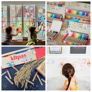 画玻璃上的蜡笔日本生产 Kitpas安全便携可擦水玻璃瓷砖宝宝儿童