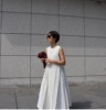 2023夏季日本machatt气质圆领简约无袖连衣裙A型廓形白色长裙
