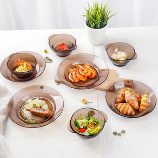 多莱斯钢化玻璃盘子菜盘家用大沙拉碗饭碗高档高颜值碗碟餐具套装