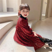 女小童秋连衣裙2021韩版宴会服装，冬洋气加绒加厚小礼服公主裙