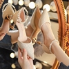 大东法式珍珠高跟鞋设计感小众2022夏法式气质凉鞋一字带细跟单鞋