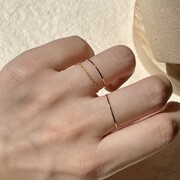 奥特莱斯捡漏不掉色0.5mm极细素圈戒指女叠戴14k包金戒(包金戒)指环尾戒
