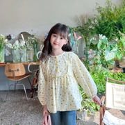 女童衬衫纯棉春秋2025新款洋气碎花中大儿童女生甜美衬衣长袖春装