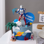 网红蛋糕装饰摆件椰树椰子树超人拿儿童男孩男生生日派对用品
