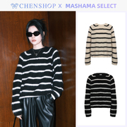 mashamaselect羊毛海军条纹衫，宽松百搭秋冬chenshop设计师品牌