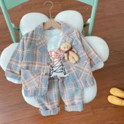 秋季0一1-2-3岁男宝宝西装，三件套婴儿童洋气西服男童春秋礼服套装