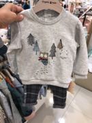 韩国中小童装春款男童宝宝灰色，纯棉长袖t恤休闲长裤套装