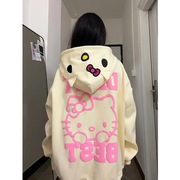 hellokitty凯蒂猫开衫连帽卫，衣女秋季宽松设计感小众薄款外套