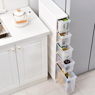 14CM夹缝收纳柜冰箱窄缝隙厨房塑料抽屉式储物柜厕所卫生间置物架