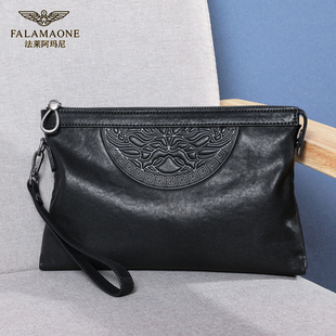法莱阿玛尼男士手包真皮奢侈品牌大容量，信封包牛皮手拿包