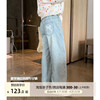 女大童蝴蝶结牛仔直筒裤，2024夏装青少年时尚，薄款垂感休闲长裤