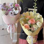 情人节花瓣纸包花束，的纸高级半成品鲜花，玫瑰花包装材料七夕