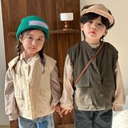 儿童工装马甲男童装2024春秋季女童背心外穿宝宝马夹外套上衣