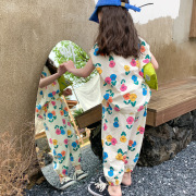 女童套装夏小女孩背心九分裤两件套童装花朵姐妹装休闲宽松潮